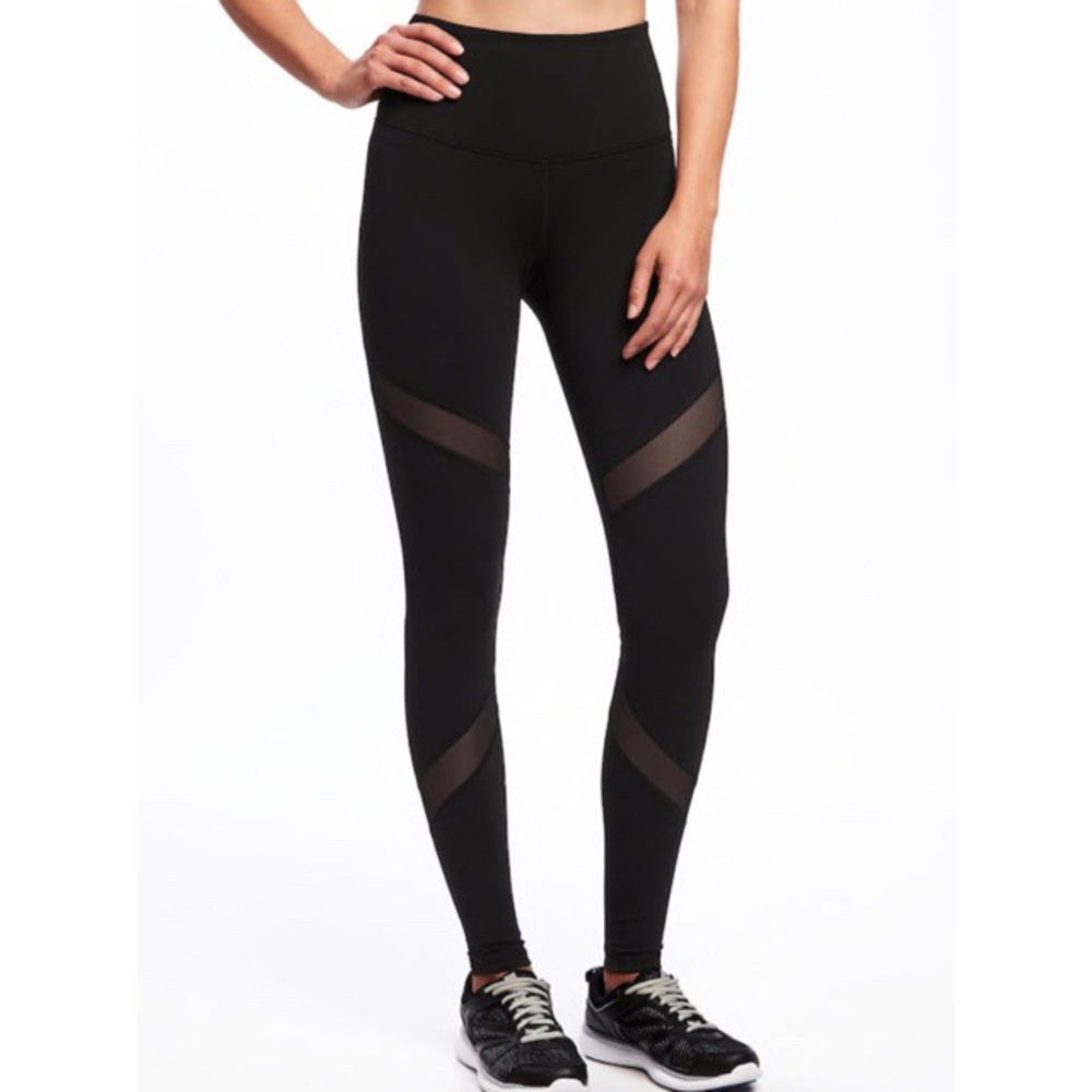 OLD NAVY ACTIVE High-Rise Mesh-Panel Leggings